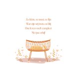 Geboortekaartje illustratie rotan wiegje pas geboren kindje 2