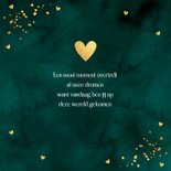 Geboortekaartje jongen groen goudlook hartjes 2