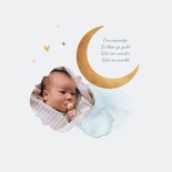 Geboortekaartje jongen maan sterren foto waterverf 2