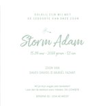 Geboortekaartje jongen met paardenbloem waterverf silhouet Achterkant