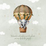 Geboortekaartje jongen vintage luchtballon olifantje lief 2