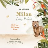 Geboortekaartje jungle dieren schattig waterverf illustratie 3