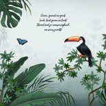 Geboortekaartje jungle toekan vlinder dieren groen 2