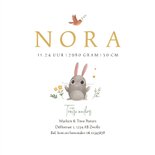 Geboortekaartje konijntje lente bloemen hartjes goud lief 3