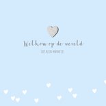 Geboortekaartje label hartjes foto lichtblauw 2