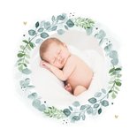 Geboortekaartje lief bladeren hartjes krans foto 2