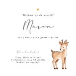 Geboortekaartje lief bosdieren hertje goud hartjes 3