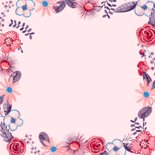 Geboortekaartje lief retro blauw rood bloemen en vogeltjes  Achterkant