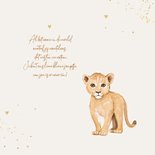 Geboortekaartje lief unisex leeuw welpje hartjes goud 2