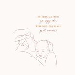 Geboortekaartje liefdevolle lijntekening moeder met baby 2