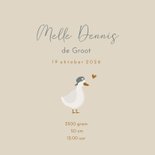 Geboortekaartje lieve gans met stoer petje 3