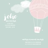 Geboortekaartje luchtballon wolken hartjes meisje 3