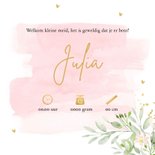 Geboortekaartje meisje bloemen watercolour roze botanisch 3