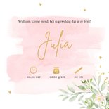 Geboortekaartje meisje bloemen watercolour roze botanisch 3