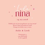 Geboortekaartje meisje groovy roze hartjes origineel 3