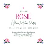 Geboortekaartje meisje hip bloemen patroon waterverf Achterkant