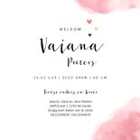 Geboortekaartje meisje lief olifant watercolor hartjes 3