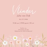 Geboortekaartje meisje met bloemen en vlinder 3