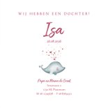 Geboortekaartje meisje met een lief dolfijntje met hartjes 3