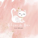 Geboortekaartje meisje poesje kat kitten waterverf 2
