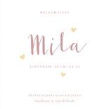 Geboortekaartje meisje roze waterverf en foliedruk hartjes 3