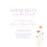 Geboortekaartje meisje sierlijk geïllustreerde wilde bloemen 3