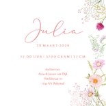 Geboortekaartje meisje veldbloemetjes pastel  3