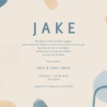 Geboortekaartje met abstracte schilderingen in blauw beige 3