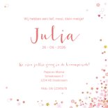 Geboortekaartje met een hart met vele hartjes en sterren 3