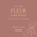 Geboortekaartje met gouden bloemen kader vintage roest rood 3