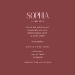 Geboortekaartje met illustratief bloemenkader in rood 3