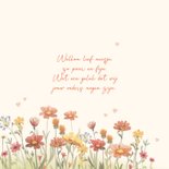 Geboortekaartje met jong hertje tussen de bloemen en hartjes 2