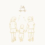 Geboortekaartje met lijntekening broertje met zussen goud 2