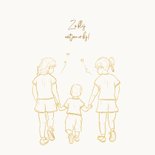 Geboortekaartje met lijntekening broertje met zussen goud 2