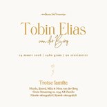 Geboortekaartje met lijntekening broertje met zussen goud 3