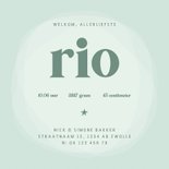 Geboortekaartje mintgroen cirkel waterverf sterretjes hartje 3