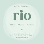 Geboortekaartje mintgroen cirkel waterverf sterretjes hartje Achterkant