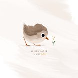 Geboortekaartje neutraal met lief vogeltje en foliedruk 2