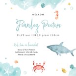 Geboortekaartje oceaan beestenboel onderwater waterverf 3