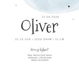 Geboortekaartje olifant jongen waterverf hartjes 3