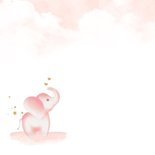 Geboortekaartje olifantje meisje wolkjes 2