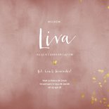 Geboortekaartje oud roze waterverf gouden spetters 3