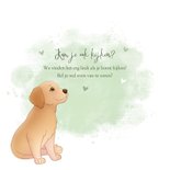 Geboortekaartje puppy groene achtegrond met hartjes vlinder 2