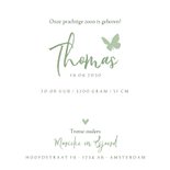Geboortekaartje puppy groene achtegrond met hartjes vlinder 3