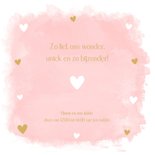 Geboortekaartje roze meisje watercolour hartjes 2