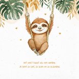 Geboortekaartje schattige luiaard dieren jungle waterverf  2