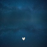 Geboortekaartje silhouet meisje met sterren bij volle maan Achterkant