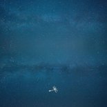 Geboortekaartje silhouet meisje paardenbloem en maan Achterkant