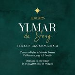 Geboortekaartje stijlvol waterverf ster winter goud groen Achterkant