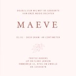 Geboortekaartje structuur muur met blaadjes Achterkant